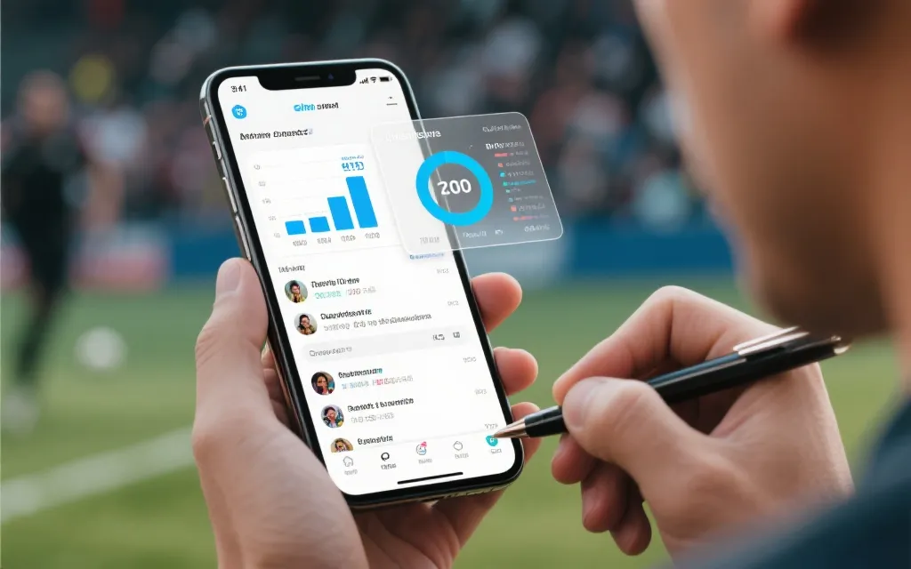 手机屏幕上的世界杯社媒评论区与情绪标签分析面板，运营人员在旁记录